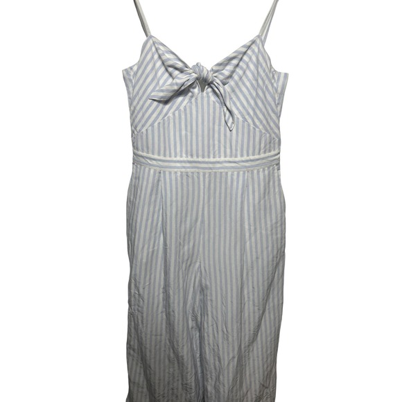 Club Monaco Tie-Front Wide Leg‎ Jumpsuit Blue White Stripe Size 6